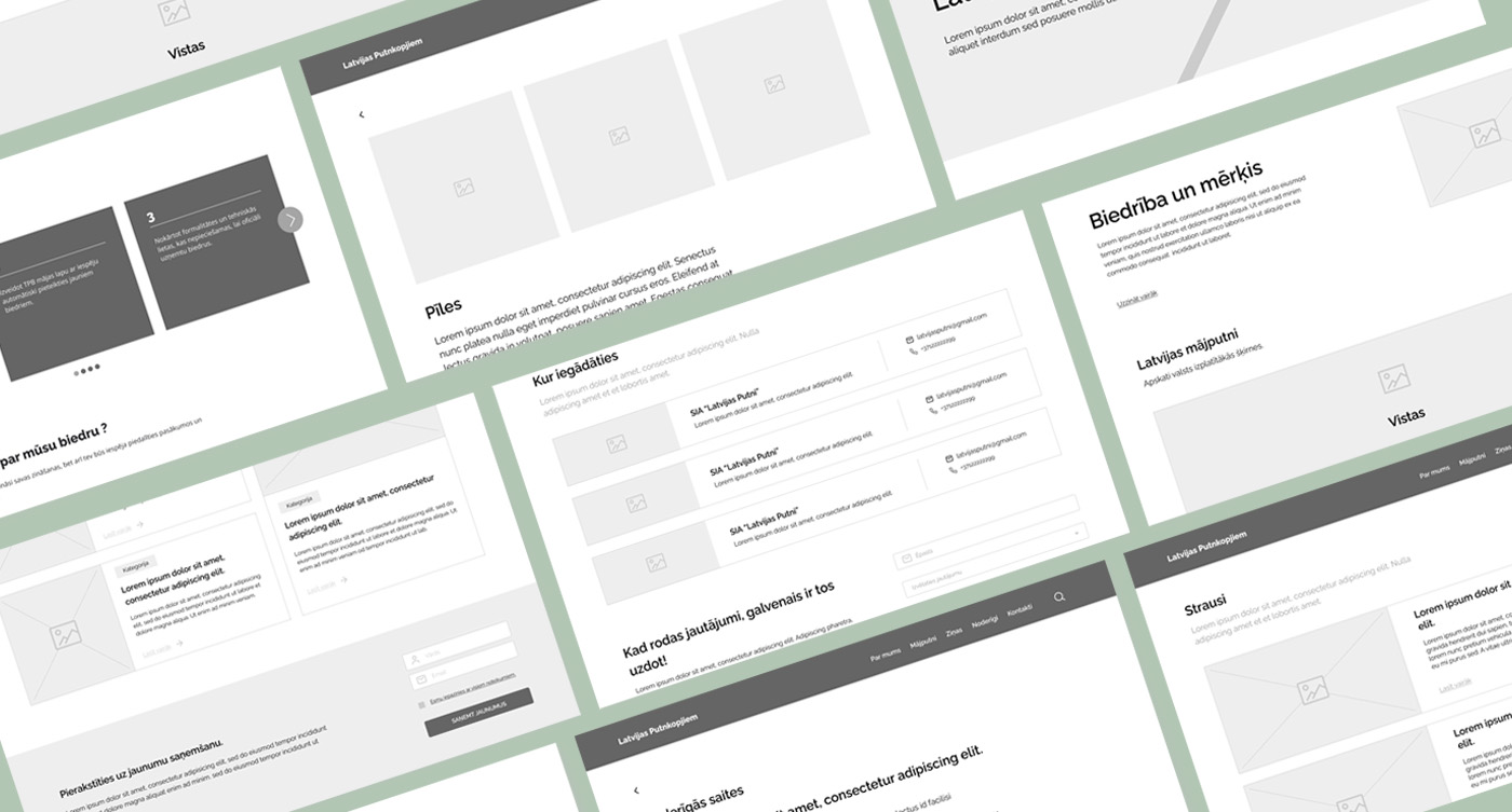 Latvijas Putnkopjiem wireframes